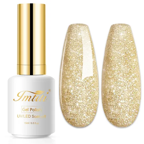 Miniatura 54 de Esmalte de uñas de gel con purpurina, 0.5 fl oz, color rosa brillante, de remojo, con LED, UV, kit de esmalte de uñas de gel para manicura en salón