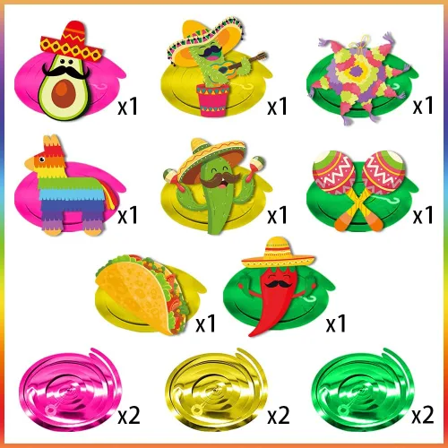 Miniatura 2 de 14 piezas de decoraciones de fiesta mexicana colgantes espirales colgantes, decoraciones colgantes de Cinco de Mayo, decoraciones de fiesta de Let's