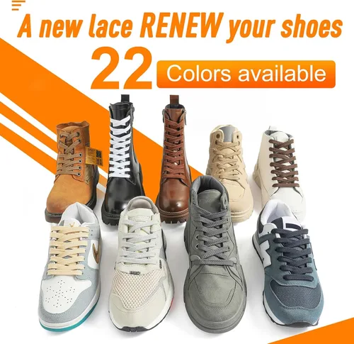 Miniatura 4 de VSUDO Cordones planos de doble capa para zapatillas de deporte, cordones planos gruesos de los zapatos de las zapatillas