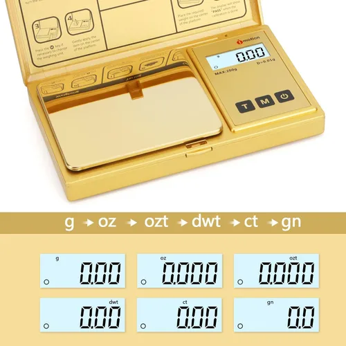 Miniatura 2 de iMotion Báscula digital de bolsillo 7.05 oz x 0.00 oz, báscula de joyería de alta precisión con pantalla LCD retroiluminada, función de tara