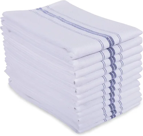 AMOUR INFINI Juego de 12 toallas de cocina de algodón blanco, altamente absorbentes, suaves, de secado rápido, toallas comerciales, de restaurante y