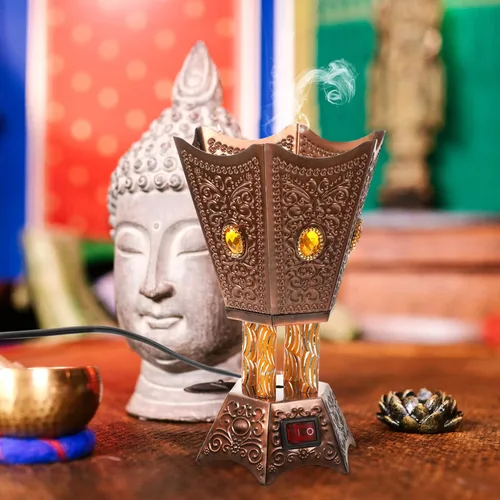 Miniatura 8 de Quemador de incienso árabe, quemador de incienso eléctrico, soporte para quemador de Bakhoor, estilo de Oriente, incensario eléctrico para yoga