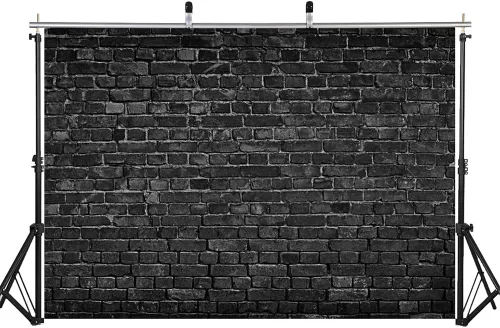 AIIKES Fondo de fotografía de pared de ladrillo negro de 6 x 4 pies, fondo de ladrillo de piedra con temática vintage para decoración de fiesta de