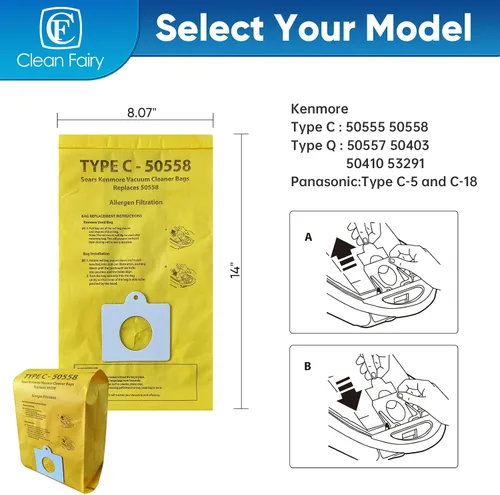 Miniatura 2 de Paquete de 20 bolsas de repuesto Kenmore 53292 tipo C/Q 5055 compatibles con recipientes 81214, 81414, 81614, 81615, 81714, 21814, BC7005, BC3005