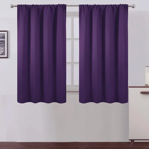 Miniatura 23 de LEMOMO Cortinas opacas negras para cocina, 42 x 45 pulgadas, juego de 2 paneles de cortinas opacas con bolsillo para cortinero para ventana pequeña