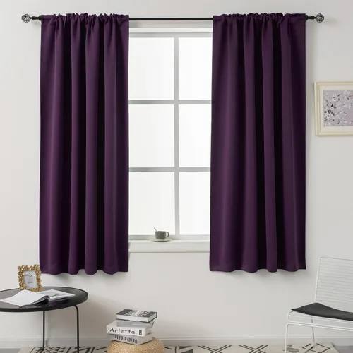 Miniatura 79 de DUALIFE Cortinas opacas de 45 pulgadas de largo, 2 paneles para ventanas pequeñas de dormitorio, aislamiento térmico, bolsillo para barra, cortinas