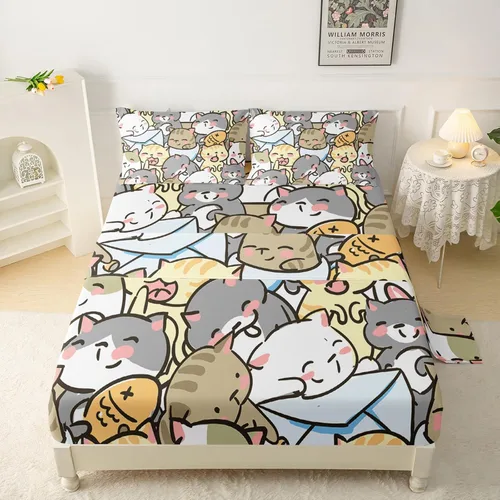 Miniatura 32 de QOOMO Sábanas Kawaii de Conejo para Niños Tamaño Twin, Juego de Sábanas de Cama Kawaii Bunny con Bolsillo Profundo de 16", Juego de Sábanas