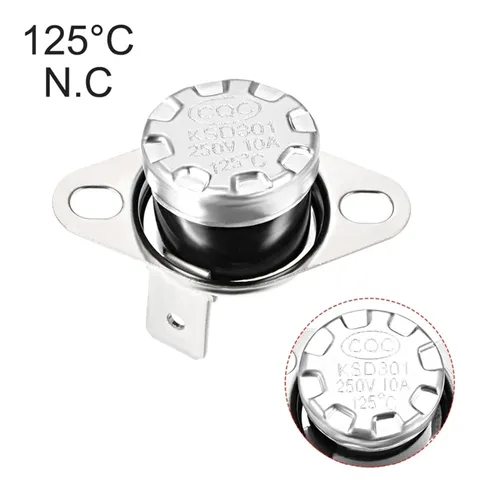 Miniatura 4 de 5Pcs Thermostat Temperature Control Switches 120/125 Celsius Degree 10A Normally Closed N.C 6.3mm Pin Right Switch KSD301(120 Celsius Degree)
