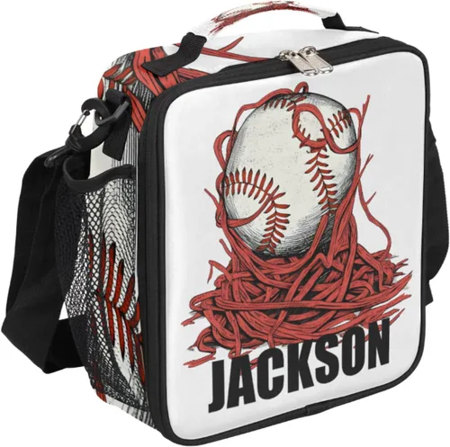 Miniatura 8 de Bolsa de almuerzo personalizada para niñas, niños, adolescentes, hombres y mujeres, regalo personalizado, bolsa de almuerzo, pelota de fútbol, azul