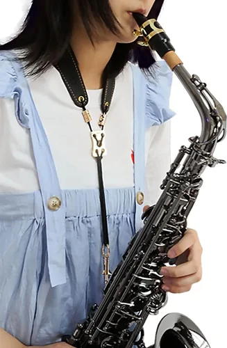 Saxofón Saxofón Correa de cuello negro para saxo barítono alto tenor soprano, súper fibra, gancho de metal, instrumentos musicales accesorios piezas