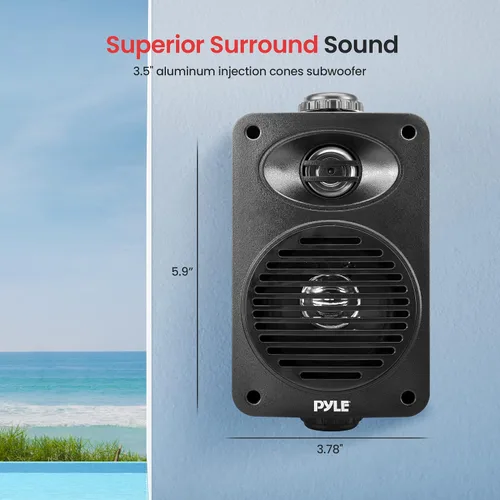 Miniatura 2 de Pyle Par de altavoces Bluetooth de 200 vatios para interiores y exteriores, sistema de altavoces de rango completo de 2 vías de 3.5 pulgadas