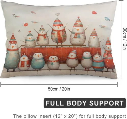 Miniatura 2 de Fundas de almohada de primavera con bonitos muñecos de nieve, fundas de almohada rústicas para vacaciones, funda de almohada tamaño Queen