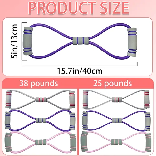 Miniatura 2 de Figura 8 bandas de resistencia para yoga, fitness, bandas de entrenamiento de resistencia para mujeres con asas para brazos, hombros, entrenamientos