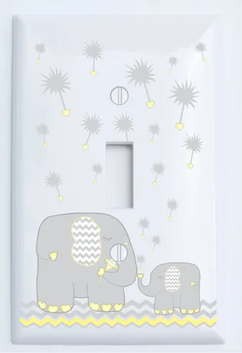 Miniatura 3 de Cubiertas de interruptor de luz de elefante de diente de león azul y gris de palanca individual/decoración de guardería