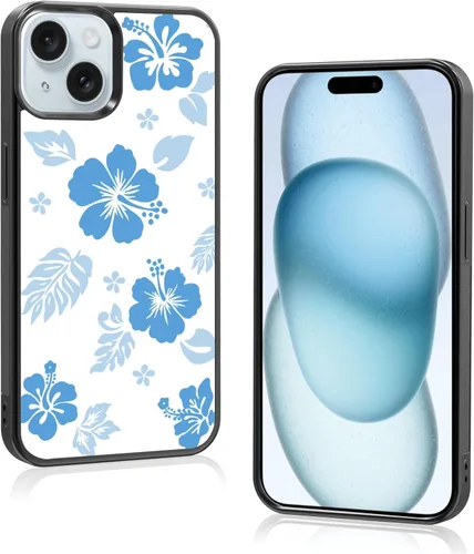 Miniatura 40 de Funda para iPhone 8 Plus y iPhone 7 Plus, linda funda Kawaii azul hibisco hawaiano floral estética floral para niñas preppy mujeres