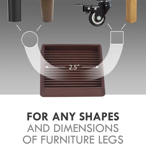 Miniatura 2 de Copas de ruedas de goma de 2.5 x 2.5 pulgadas, almohadillas antideslizantes para muebles, agarre antideslizante, pies antideslizantes para muebles
