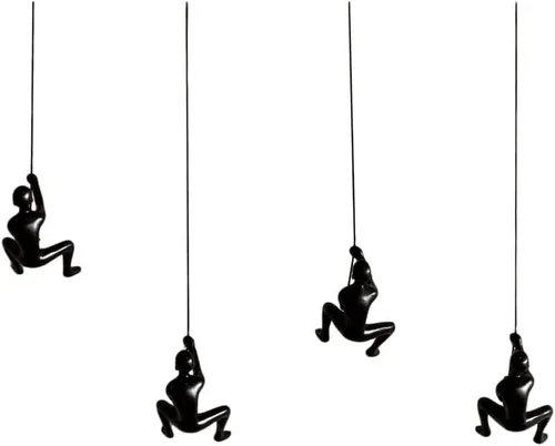 Miniatura 15 de Climbing Man Wall Art Para decoración del hogar con cuerda de cuero de 30 pulgadas Estatuas y esculturas de poliresina con accesorios para colgar