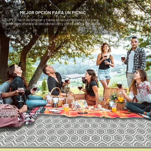 Miniatura 6 de fifame Alfombras de camping al aire libre, 9 x 18 pies, para exteriores, patio, alfombra de paja de plástico reversible, resistente a la intemperie