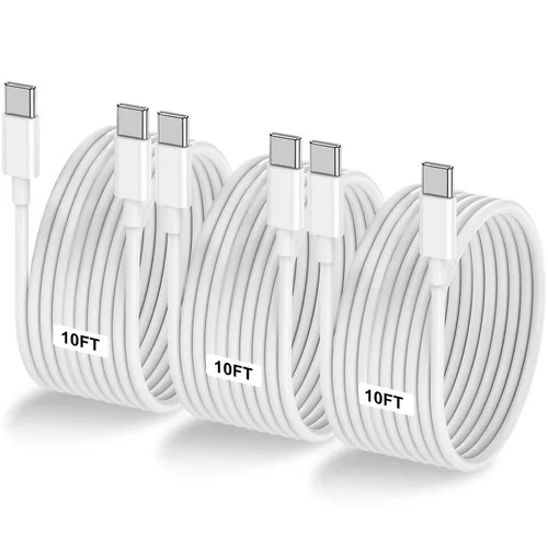 Miniatura 27 de Paquete de 2 cables USB C a USB C de 10 pies y 60 W, cable tipo C a tipo C, cable de carga rápida para iPhone Air 17 16e 16 15 Pro Plus Pro Max