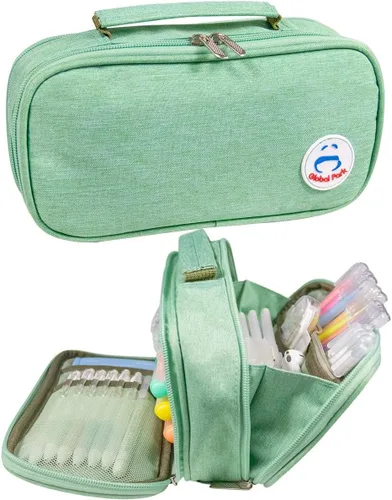 Miniatura 10 de Estuche para lápices, bolsa con asa grande, organizador de escritorio de gran capacidad, caja de marcadores de almacenamiento, maquillaje