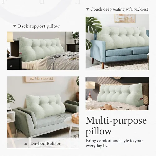 Miniatura 5 de Almohada de Cabecero de Cuña Tamaño Queen Grande Almohada de Bolster para Cama Triángulo Almohada de Lectura Almohada de Apoyo de Espalda