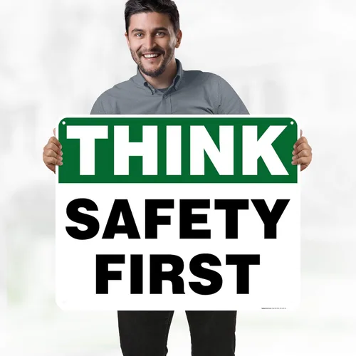 Miniatura 2 de Think Safety First Sign, 24 x 30 pulgadas, HDPE de 55 mil de grosor (polietileno de alta densidad), fabricado en Estados Unidos por My Sign Center