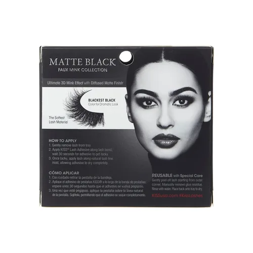 Miniatura 3 de Kiss Pestañas postizas de color negro mate, 0.630 in, incluye 1 par de pestañas, fáciles de aplicar, racimos de pestañas reutilizables