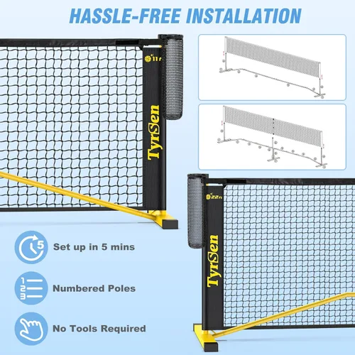 Miniatura 7 de Portable Pickleball Net for Driveway, 22 FT Regulation Size & 11 FT Half Court Size Pickle Ball Net with Ball Collector, 2-in-1 Pickle Ball Net with
