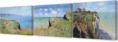 Miniatura 47 de Pinturas clásicas mundiales de Claude Monet Impresión giclée sobre lienzo alargado, pieza de galería para colgar y decorar el hogar, The CliffWalk