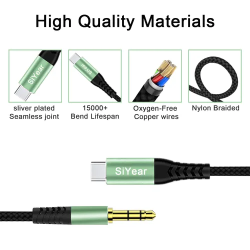 Miniatura 3 de Cable de audio USB C a 0.138 in, TRS de 1/8 pulgadas a USB tipo C Aux para altavoz estéreo de automóvil, cable auxiliar compatible con iPhone 15, 16