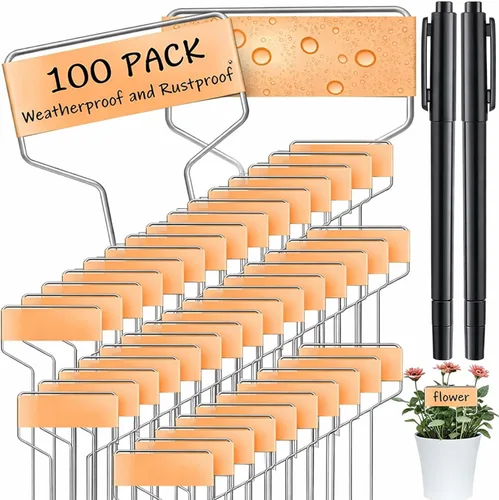 Miniatura 11 de Moxweyeni 60 etiquetas de metal para jardín, etiquetas impermeables para plantas con 2 bolígrafos permanentes, etiquetas reutilizables para plantas