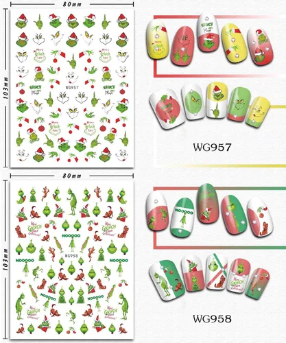 Miniatura 3 de Calcomanías de arte de uñas 3D de Navidad, calcomanías autoadhesivas para árbol de Navidad para diseños de invierno navideño, decoración