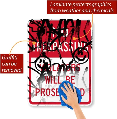 Miniatura 6 de SmartSign Letrero con texto en inglés "No Trespassing, Violators Will Be Prosecuted", aluminio reflectante de grado diamante 3M de 18 x 24 pulgadas