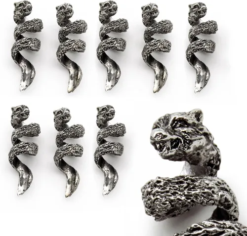 Miniatura 10 de Viking Beard Bead Coil Set (8-Pack) - Norse Rings for Hair, Dreads & Beards