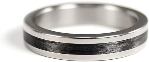 Miniatura 3 de Anillo de boda de titanio pulido y fibra de carbono para mujer. (00347_4N)