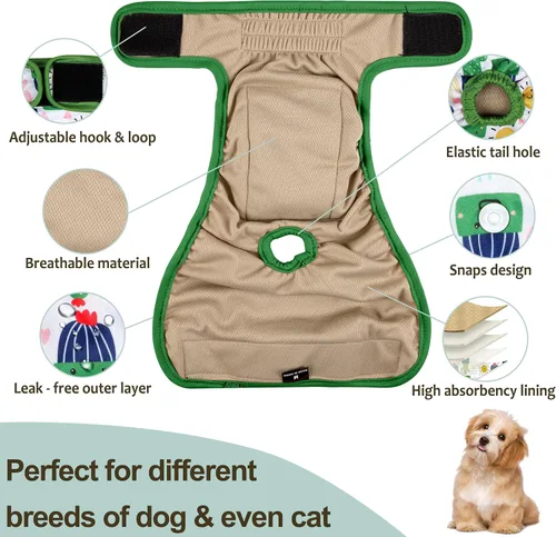 Miniatura 144 de Pañales lavables para perros, para hembras caninas, reutilizables, para periodo de celo, altamente absorbentes, para incontinencia, con broches