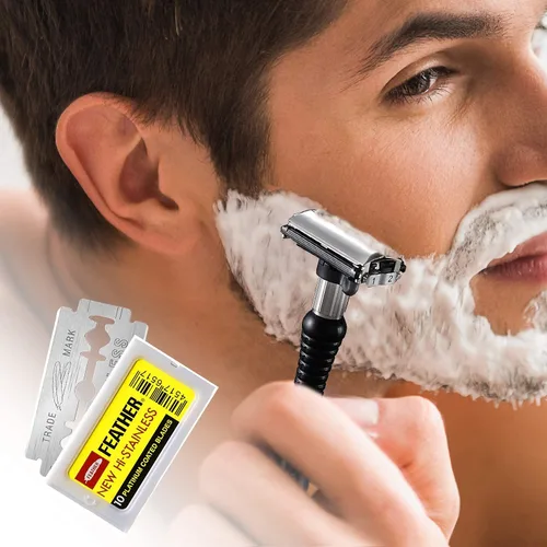 Miniatura 6 de Feather Cuchillas de afeitar de seguridad de doble filo, (50 unidades) - Cuchillas de afeitar de acero inoxidable Hi-Stainless con revestimiento