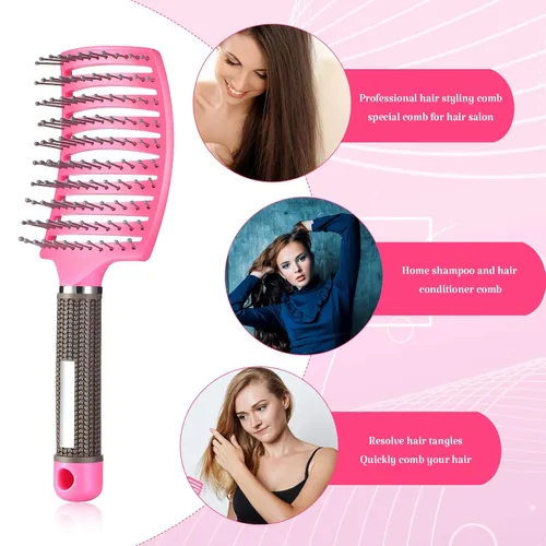 Miniatura 5 de Patelai 4 cepillos de pelo, desenredantes, curvos, ventilados, para mujeres y hombres, cepillos curvados ventilados para cabello rizado, largo