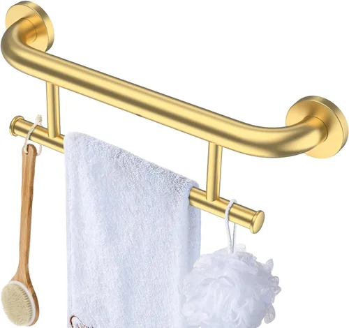 Miniatura 14 de Toallero de níquel cepillado con barra de agarre, mango de soporte equilibrado de seguridad de acero inoxidable de 17 pulgadas, toallero