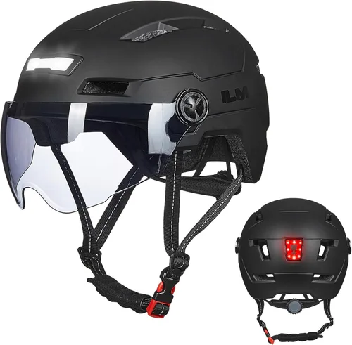 Miniatura 11 de ILM Casco de Bicicleta para Adultos con Luz LED Frontal y Trasera Recargable por USB Cascos de Bicicleta de Montaña y Carretera para Hombres