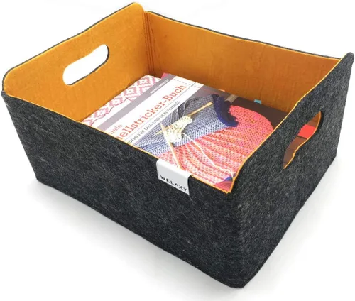 Miniatura 12 de Welaxy Cestas de almacenamiento plegables de fieltro, cubos de almacenamiento para estantes, caja de fieltro para niños, juguetes, revistas, libros