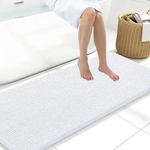 Miniatura 28 de Arotive Alfombras de baño de felpilla extrasuaves y absorbentes, de 24 x 16 pulgadas, lavables a máquina, parte trasera de goma antideslizante