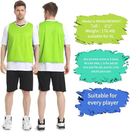 Miniatura 4 de 12/24/48PCS Pinnies Youth Team Pennies para Deportes Niños y Chalecos Scrimmage para Fútbol Baloncesto Jersey Practice