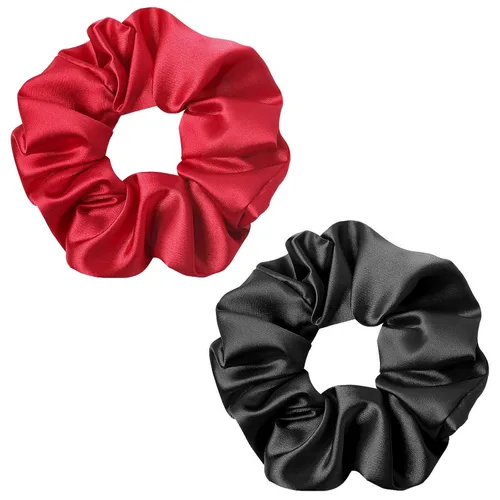 Miniatura 11 de Coleteros de seda de color verde oscuro para dormir, para mujeres y niñas, bandas elásticas de satén sedoso de morera grande, sin daños, accesorios