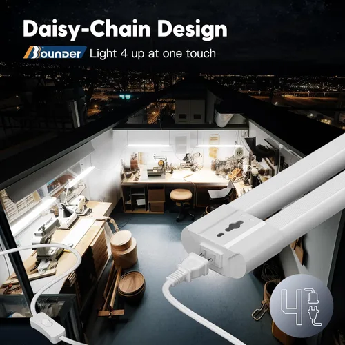 Miniatura 4 de BBOUNDER Lámpara LED de 2 pies para tienda, súper brillante, 2200 lúmenes, luz blanca fría de 6500 K, montaje en techo o colgante, iluminación Blanco