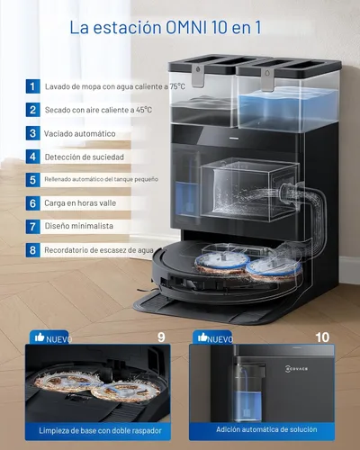 Miniatura 2 de ECOVACS DEEBOT T50 PRO Omni Robot Aspirador y trapeador, 3.19 pulgadas ultrafino, succión de 15,000 Pa, ZeroTangle 2.0, limpieza de bordes TruEdge