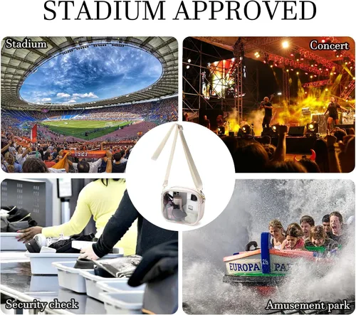 Miniatura 6 de TOBVZOO - Bolsa bandolera transparente aprobada para estadios, conciertos y eventos deportivos, unisex