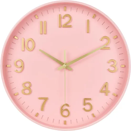 Miniatura 20 de HZDHCLH Reloj de pared con pilas, reloj de pared naranja, reloj de pared de 8 pulgadas, silencioso, sin tictac, números 3D modernos para cocina