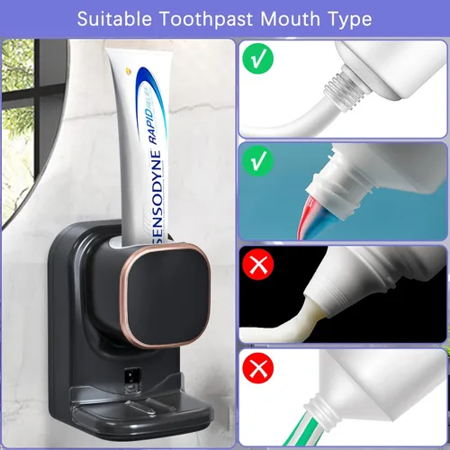 Miniatura 7 de Wekity Dispensador automático de pasta de dientes, dispensador eléctrico de pasta de dientes montado en la pared para niños y adultos, dispensador