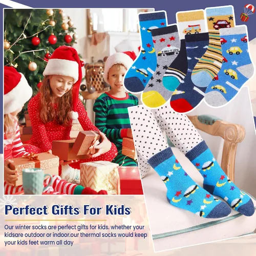 Miniatura 53 de Eocom 6 pares de calcetines de invierno cálidos de lana para niños y niñas